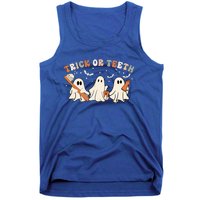 Trick Or Teeth Funny Boo Retro Groovy Style Dental Halloween Cute Gift Tank Top