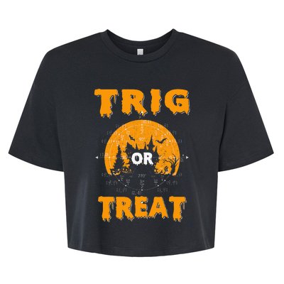 Trig Or Treat Halloween Math Halloween Trig Or Treat Math Bella+Canvas Jersey Crop Tee