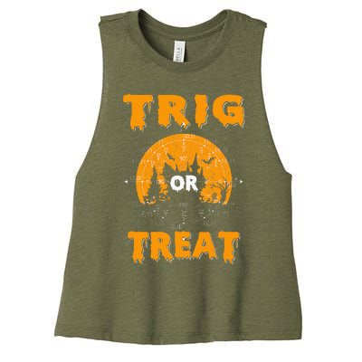 Trig Or Treat Halloween Math Halloween Trig Or Treat Math Women's Racerback Cropped Tank