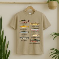 Types Of Trout Fish Trout Species Chart Ichthyology Guide T-Shirt