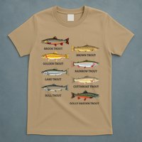 Types Of Trout Fish Trout Species Chart Ichthyology Guide T-Shirt