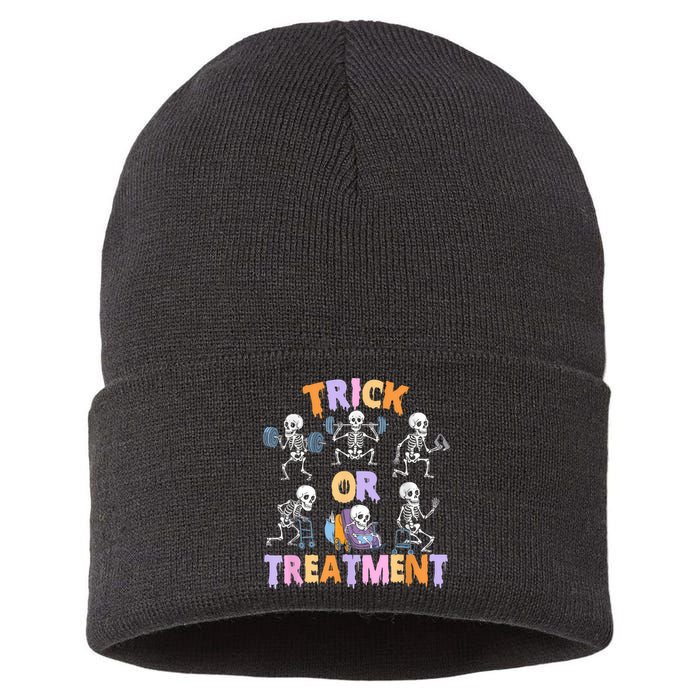 Trick Or Treatment Pt Physical Therapy Therapist Halloween Sustainable Knit Beanie