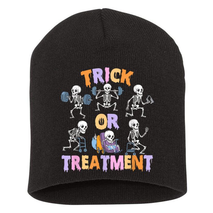 Trick Or Treatment Pt Physical Therapy Therapist Halloween Short Acrylic Beanie