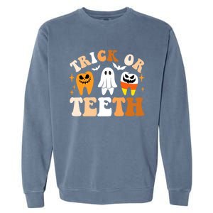 Trick Or Teeth Funny Dental Spooky Halloween Treat Dentist Gift Garment-Dyed Sweatshirt