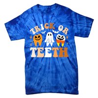 Trick Or Teeth Funny Dental Spooky Halloween Treat Dentist Gift Tie-Dye T-Shirt