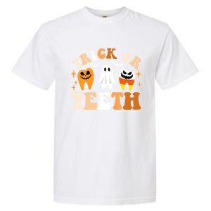 Trick Or Teeth Funny Dental Spooky Halloween Treat Dentist Gift Garment-Dyed Heavyweight T-Shirt