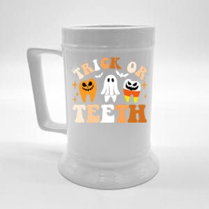 Trick Or Teeth Funny Dental Spooky Halloween Treat Dentist Gift Beer Stein