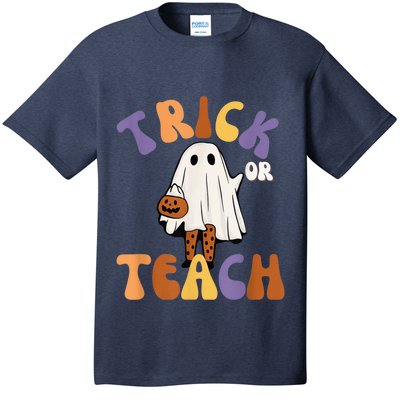 Trick or Teach Retro Groovy Halloween Cute Fun Ghost Teacher T-Shirt