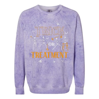 Trick Or Treatment Pt Physical Therapy Therapist Halloween Colorblast Crewneck Sweatshirt