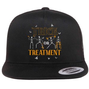 Trick Or Treatment Pt Physical Therapy Therapist Halloween Flat Bill Trucker Hat