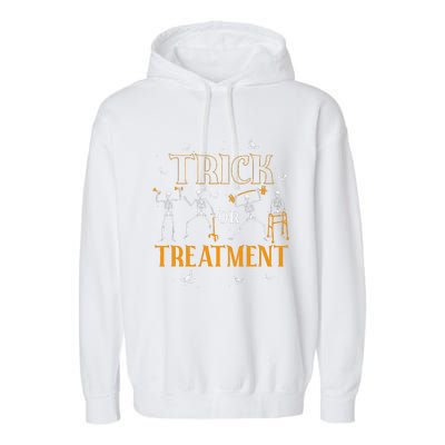 Trick Or Treatment Pt Physical Therapy Therapist Halloween Garment-Dyed Fleece Hoodie