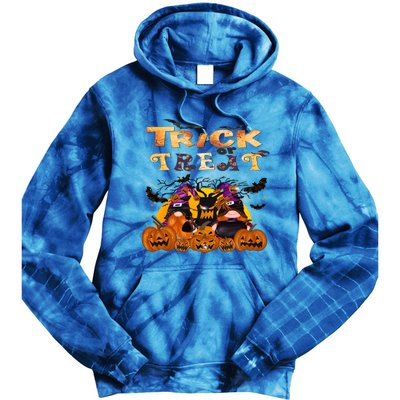 Trick Or Treat Cute Halloween Gnomes Cool Gift Tie Dye Hoodie