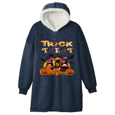 Trick Or Treat Cute Halloween Gnomes Cool Gift Hooded Wearable Blanket