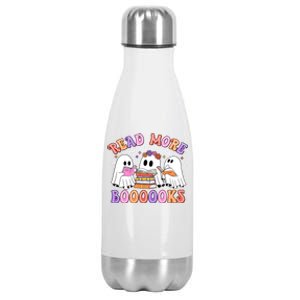 Trick Or Teach Read More Boooooks Teacher Ghost Halloween Gift Stainless Steel Insulated Water Bottle