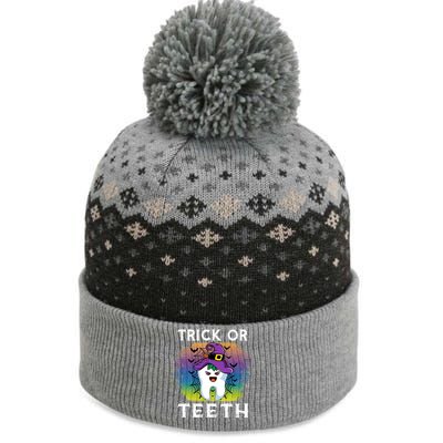 Trick Or Teeth Funny Dentist Halloween Dental Squad Gift The Baniff Cuffed Pom Beanie