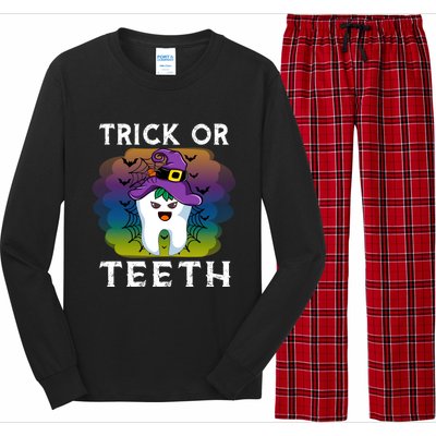 Trick Or Teeth Funny Dentist Halloween Dental Squad Gift Long Sleeve Pajama Set