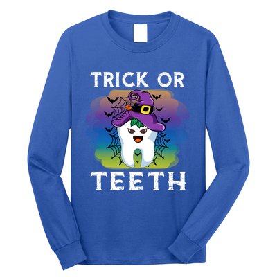 Trick Or Teeth Funny Dentist Halloween Dental Squad Gift Long Sleeve Shirt