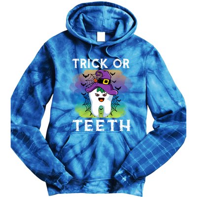 Trick Or Teeth Funny Dentist Halloween Dental Squad Gift Tie Dye Hoodie