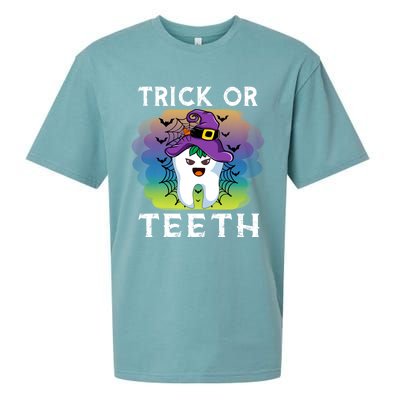 Trick Or Teeth Funny Dentist Halloween Dental Squad Gift Sueded Cloud Jersey T-Shirt