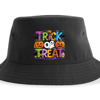 Trick Or Treat Halloween Cool Logo Sustainable Bucket Hat