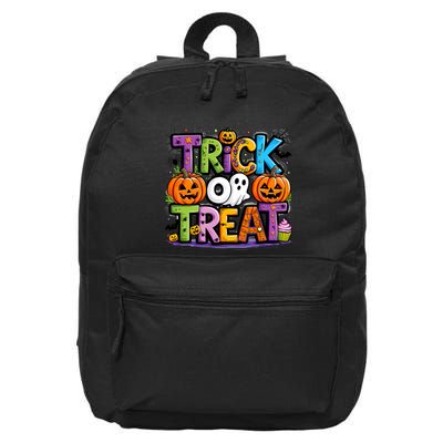 Trick Or Treat Halloween Cool Logo 16 in Basic Backpack