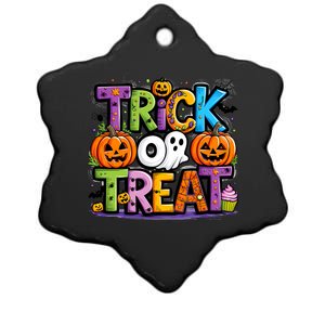 Trick Or Treat Halloween Cool Logo Ceramic Star Ornament