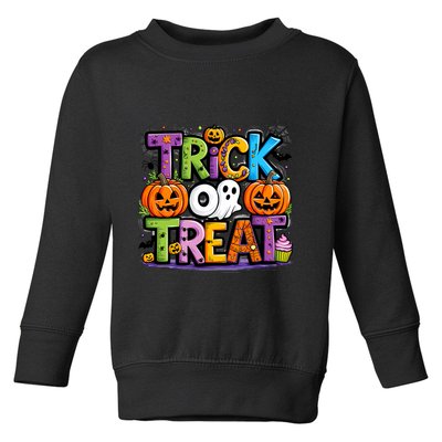 Trick Or Treat Halloween Cool Logo Toddler Sweatshirt