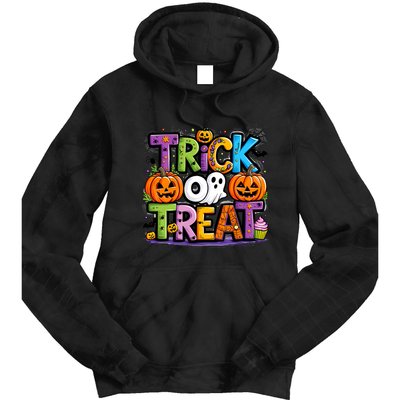 Trick Or Treat Halloween Cool Logo Tie Dye Hoodie