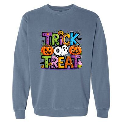 Trick Or Treat Halloween Cool Logo Garment-Dyed Sweatshirt