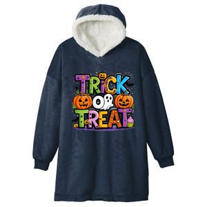 Trick Or Treat Halloween Cool Logo Hooded Wearable Blanket