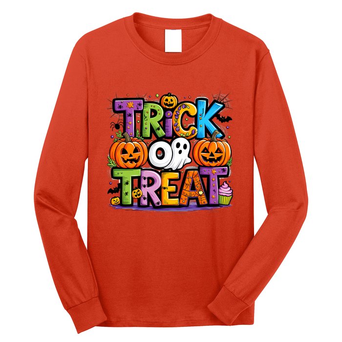 Trick Or Treat Halloween Cool Logo Long Sleeve Shirt