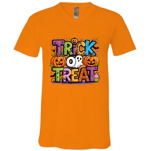 Trick Or Treat Halloween Cool Logo V-Neck T-Shirt