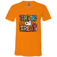 Trick Or Treat Halloween Cool Logo V-Neck T-Shirt