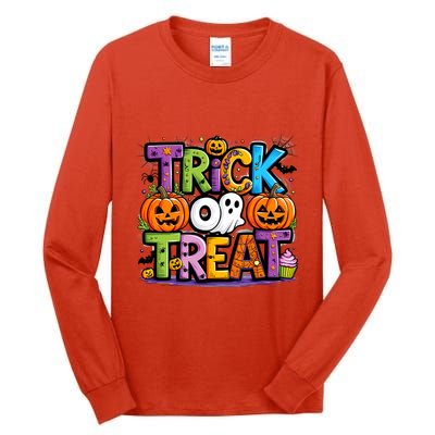 Trick Or Treat Halloween Cool Logo Tall Long Sleeve T-Shirt