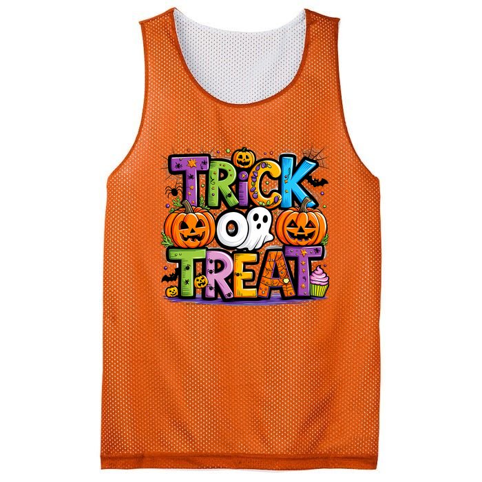 Trick Or Treat Halloween Cool Logo Mesh Reversible Basketball Jersey Tank