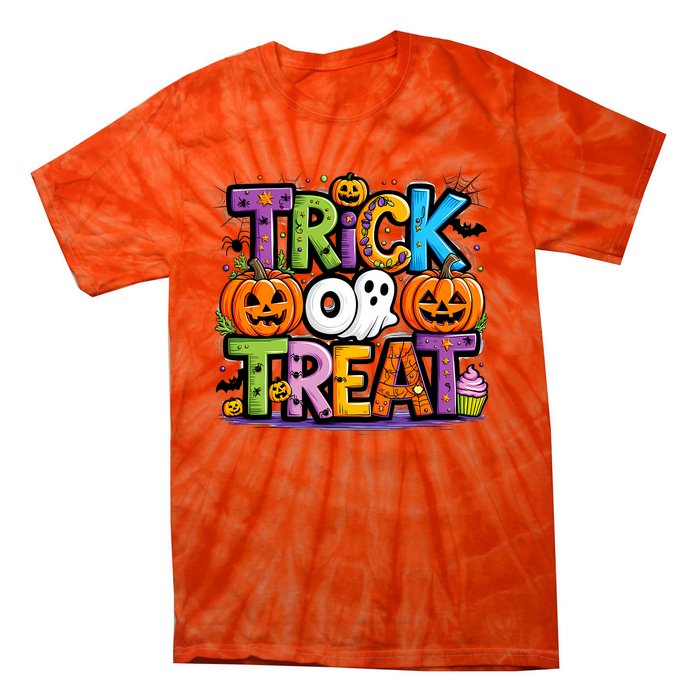 Trick Or Treat Halloween Cool Logo Tie-Dye T-Shirt