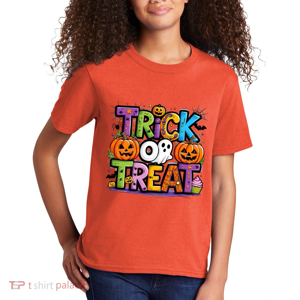Trick Or Treat Halloween Cool Logo Kids T-Shirt
