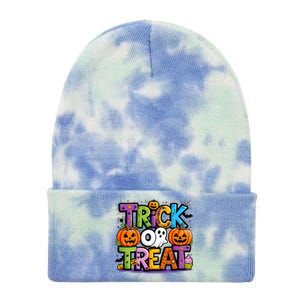 Trick Or Treat Halloween Cool Logo Tie Dye 12in Knit Beanie