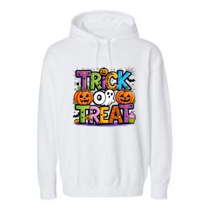 Trick Or Treat Halloween Cool Logo Garment-Dyed Fleece Hoodie