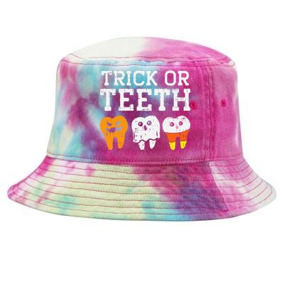 Trick Or Teeth Funny Dental Halloween Treat Dentist Gift Tie-Dyed Bucket Hat