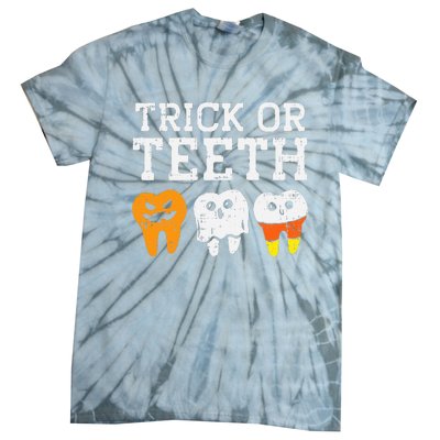 Trick Or Teeth Funny Dental Halloween Treat Dentist Gift Tie-Dye T-Shirt