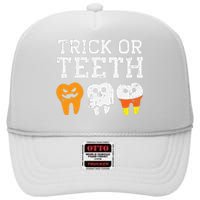 Trick Or Teeth Funny Dental Halloween Treat Dentist Gift High Crown Mesh Back Trucker Hat