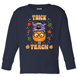 Trick Or Teach Pumpkin Halloween Teacher Wo  Costume Toddler Long Sleeve Shirt