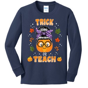 Trick Or Teach Pumpkin Halloween Teacher Wo  Costume Kids Long Sleeve Shirt