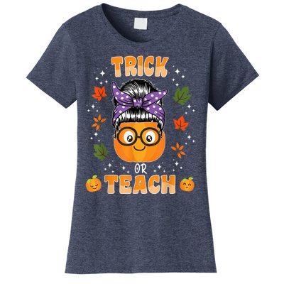 Trick Or Teach Pumpkin Halloween Teacher Wo  Costume Women's T-Shirt