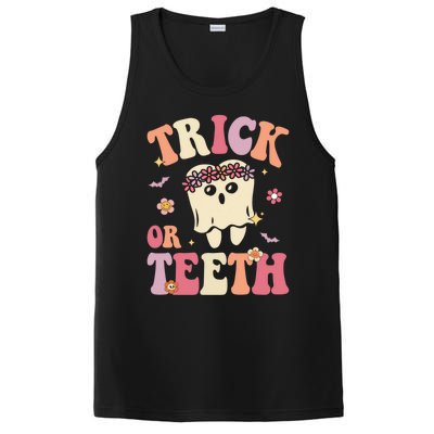 Trick Or Teeth Ghost Groovy Dental Halloween Treat Dentist Gift PosiCharge Competitor Tank