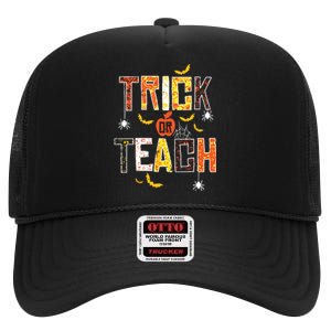 Trick Or Teach Retro Halloween High Crown Mesh Back Trucker Hat