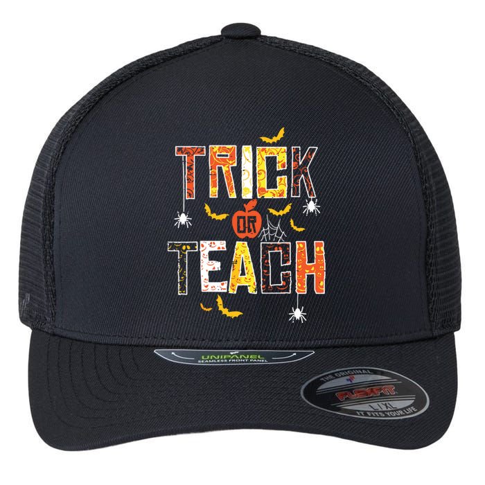 Trick Or Teach Retro Halloween Flexfit Unipanel Trucker Cap