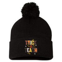 Trick Or Teach Retro Halloween Pom Pom 12in Knit Beanie