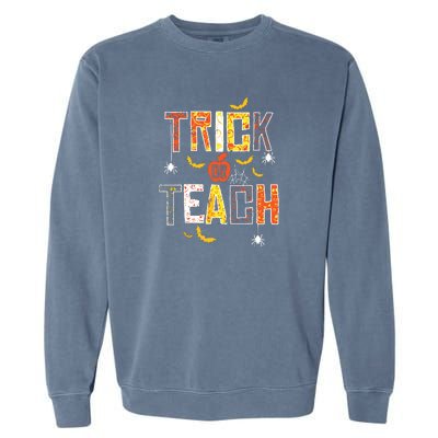 Trick Or Teach Retro Halloween Garment-Dyed Sweatshirt